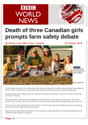 Ezine article - Death of 3 Canadian Girls