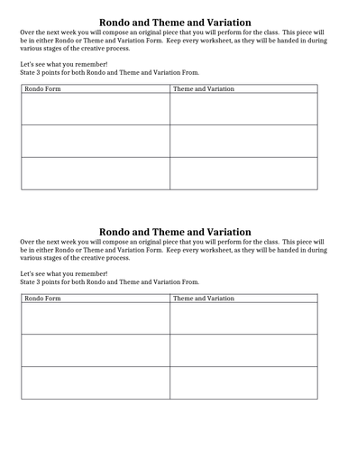 Rondo and Theme and Variation Composition