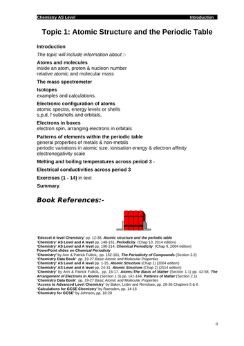 Edexcel Chemistry Topic 1 Atomic Structure and the Periodic Table ...