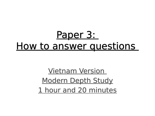 Paper 3 Edexcel 9-1: Vietnam Style