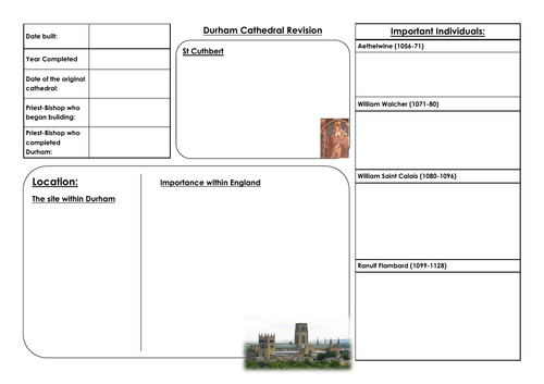 Durham Cathedral Revision Sheet - AQA GCSE History