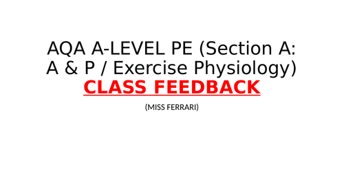 AQA Section A (Applied A & P) and Section A (Exercise Phys) paper, mark scheme and FB sheet