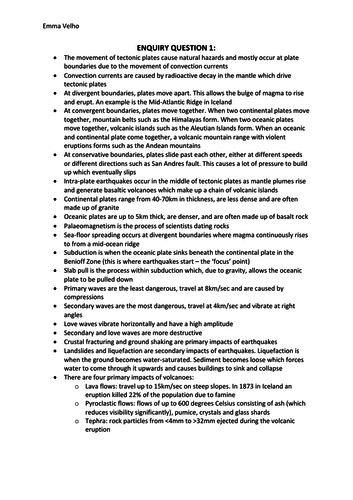 Edexcel tectonics revision notes a-level geography