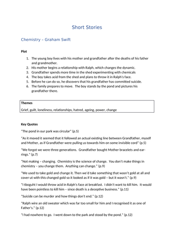 AQA Short Story Anthology Revision