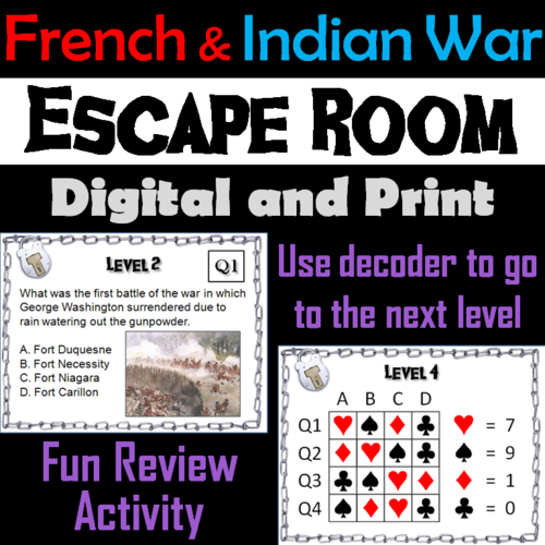 French and Indian War: Escape Room - Social Studies