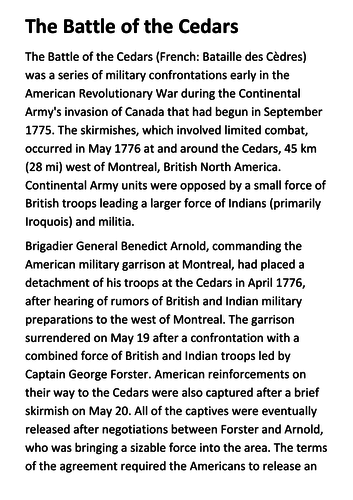 The Battle of the Cedars Handout