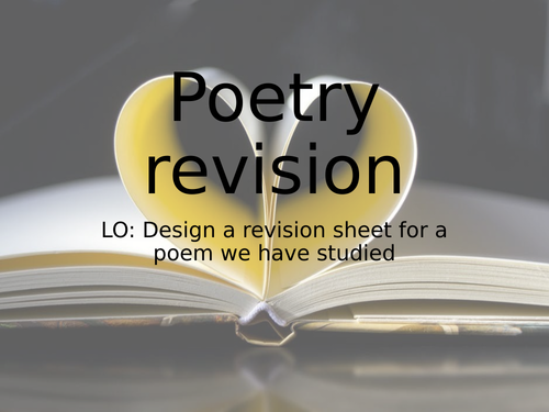Poetry revision worksheets