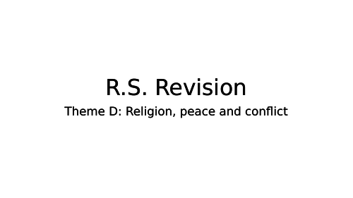 RS 9 - 1 GCSE Religious studies Theme D, Religion peace and conflict revision workbook