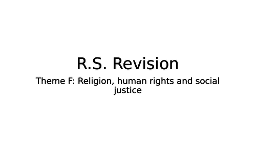 RS 9 - 1 GCSE Religious studies Theme F, Religion human rights and social justice revision workbook