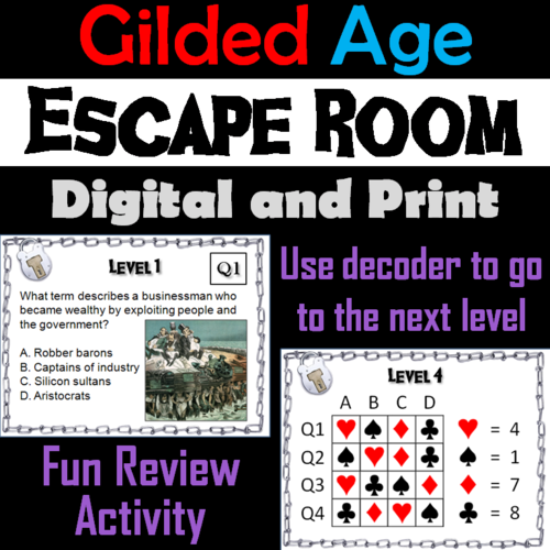 Gilded Age: Escape Room - Social Studies