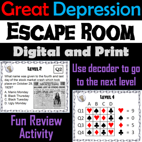 Great Depression: Escape Room - Social Studies