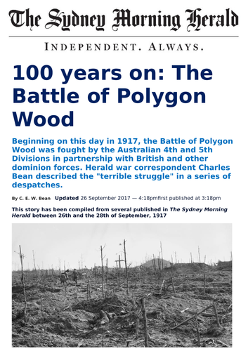 Newspaper article - 100 years on: The Battle of Polygon Wood
