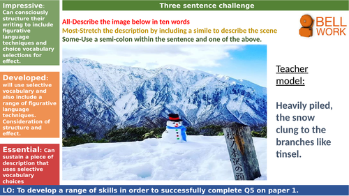 Language Paper 1 Question 5 Descriptive Writing Teaching Resources