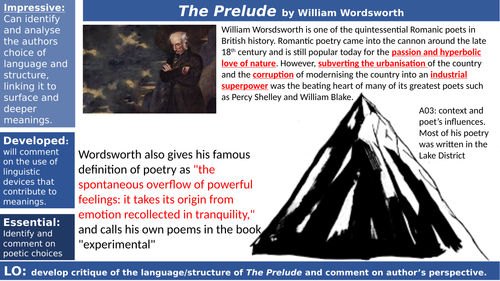 Power and conflict poetry: The Prelude by William Wordsworth
