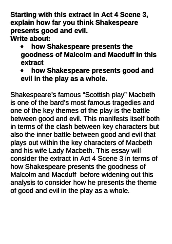 macbeth grade 9 model essay