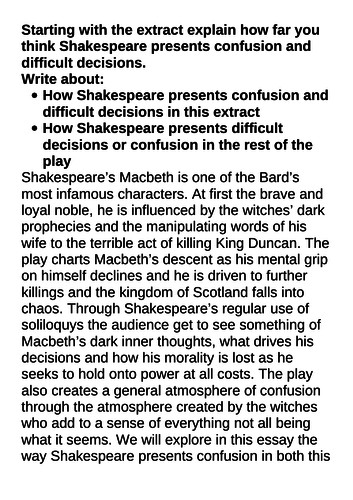 grade 9 essays on macbeth