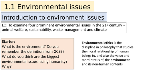 A-level Religious Studies (Edexcel) - Ethics topic 1 resources: Environment and Equality