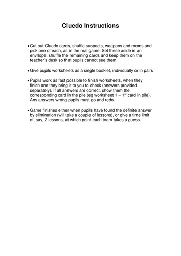 Ratio and Proportion - Cluedo