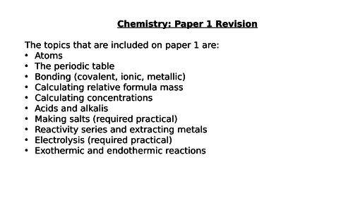 Chemistry Paper 1 Revision (AQA New Specification 1-9)