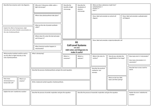 Revision Broadsheets for OCR Gateway Combined science 9-1