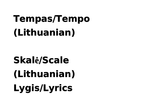 EAL Music keywords