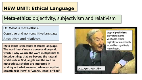 A-level Religious Studies (Edexcel) - Ethics topic 4 resources: Ethical language