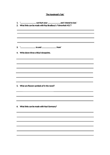 The Handmaid's Tale Revision Quiz