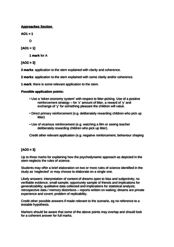 AQA psychology A Level paper 2 mock