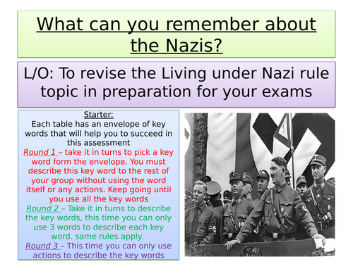 Revision quiz for living under Nazi rule GCSE