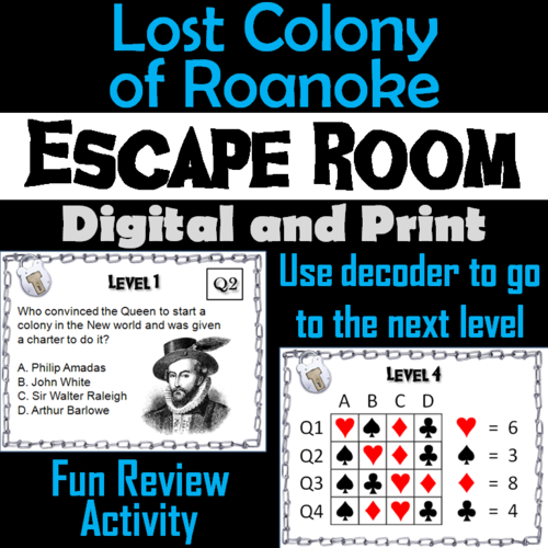 Lost Colony of Roanoke: Escape Room - Social Studies