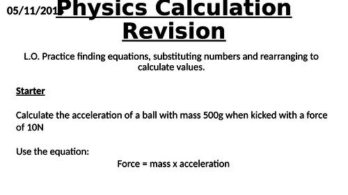 GCSE Physics  rearranging equations differentiated lesson