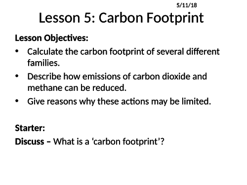 GCSE chemistry topic 9 carbon footprint