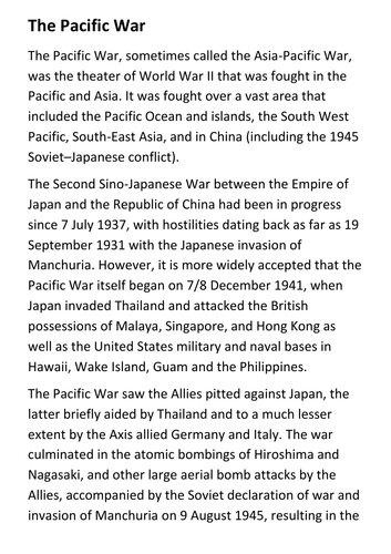 The Pacific War Handout