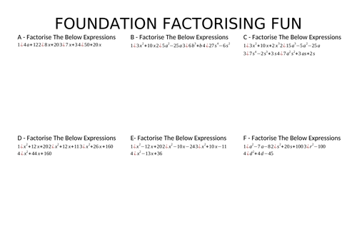 Foundation Factorising Fun