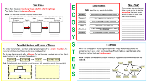 Ecosystems Learning Mat KS3 Biology