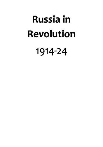 Russia in Revolution History Revision Notes