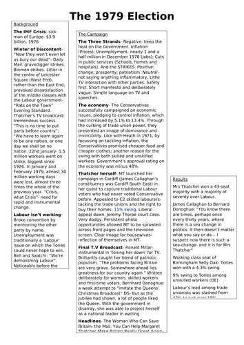 The 1979 Election: PPT Presentation and Essay Plan