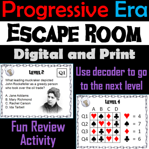 Progressive Era Escape Room - Social Studies
