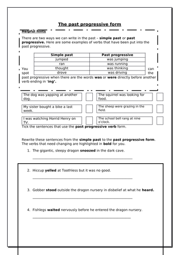 Past Progressive Tense Teaching Resources