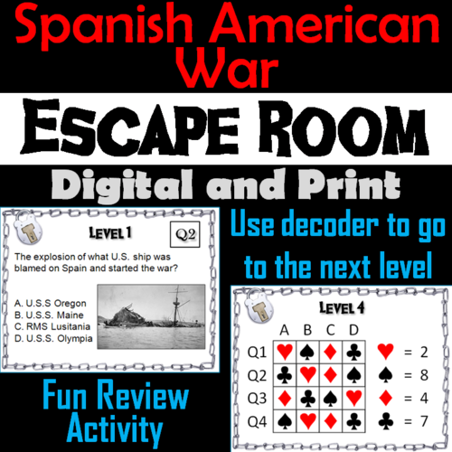 Spanish American War: Escape Room - Social Studies