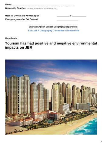 Fieldwork Booklet - Environmental impacts of tourism JBR, Dubai