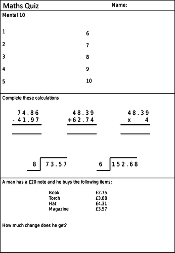 Maths Quiz