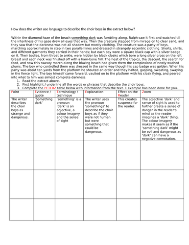 step by step guide for English language paper 1 and paper 2 language analysis