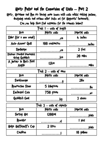 Harry Potter and the Conversion of Units