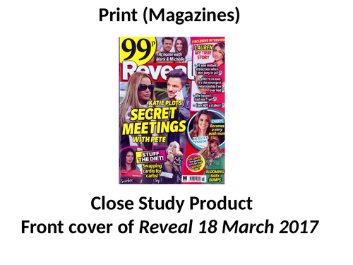 Close Study Product Front cover of Reveal March 2017 GCSE Media Studies