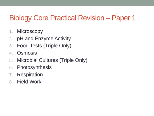 Edexcel Bio9-1 Paper1 Core Prac Revision
