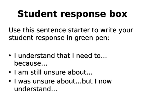 Green Pen Student Response Feedback starter activity