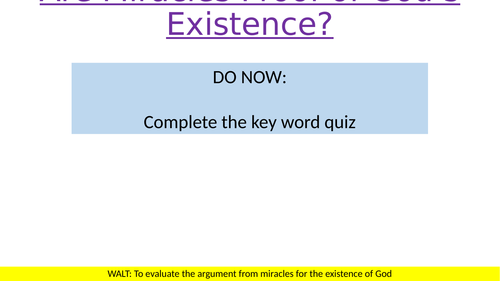AQA Spec A Christianity - Are miracles proof of God's existence?