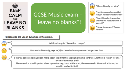 Emergency Exam Guide - What to write when you've got no idea! (Differentiated) Edexcel GCSE Music9-1