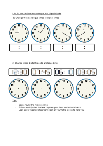 Convert analogue time to digital time